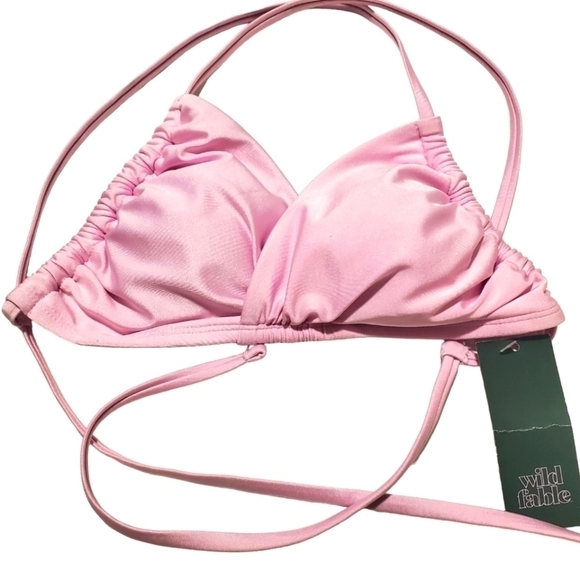 Wild Fable Pink Swim‎ Top Triangle Bikini Top String Tie XS - Picture 6 of 6